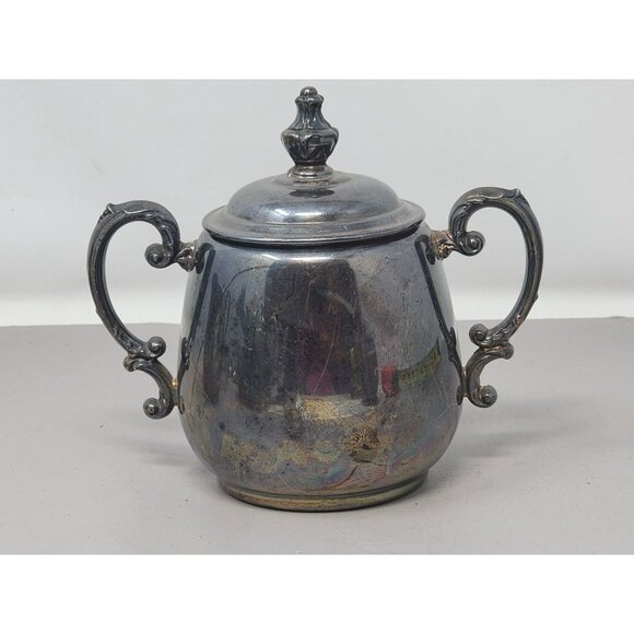 Vintage William Rogers Spring Flower 2032 Silver-Plated Creamer & Sugar Bowl Set - Picture 8 of 16